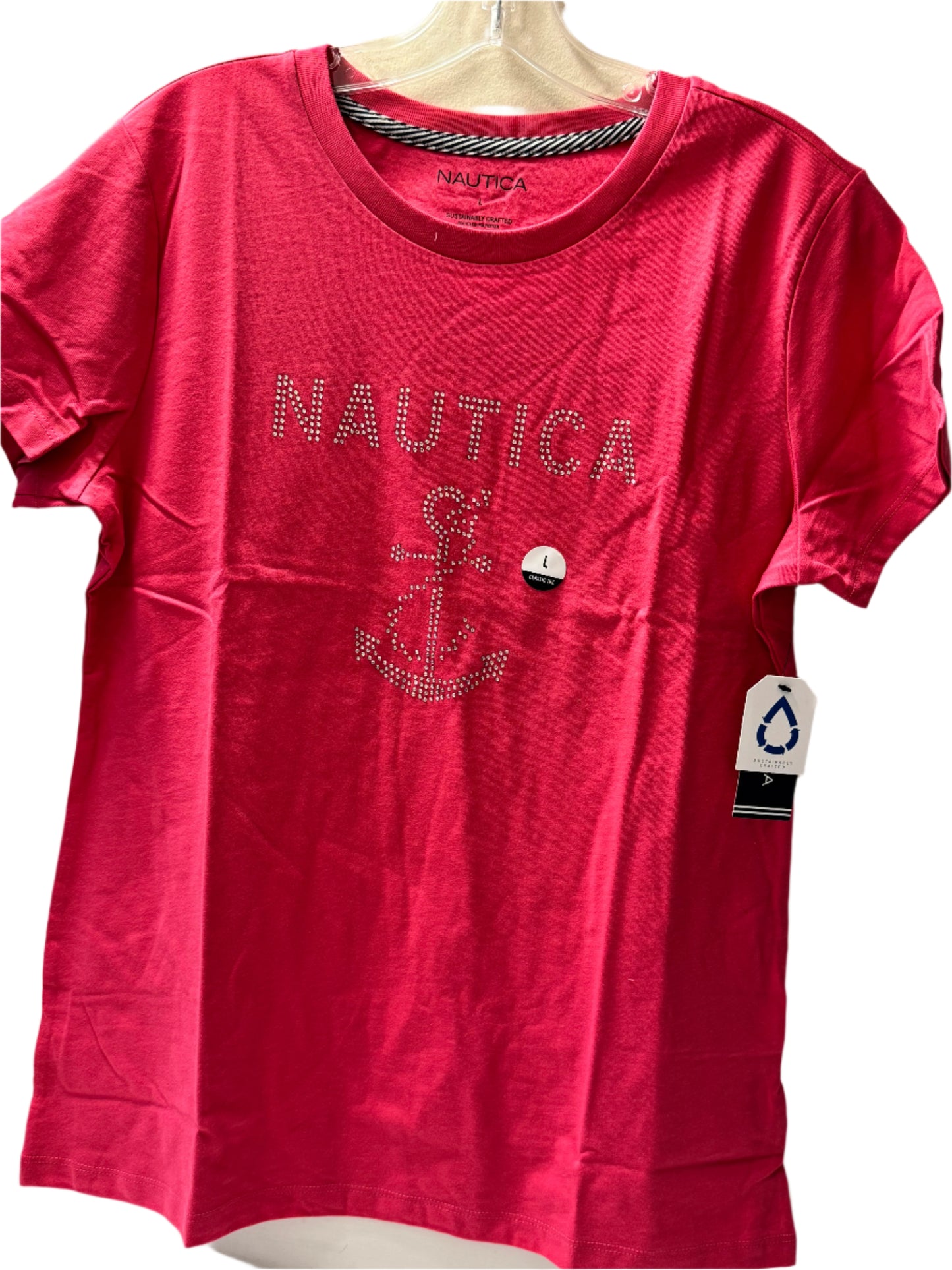 NEW!! Nautica Women Rhinestone Graphic T-Shirt L